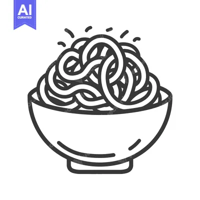 Aset premium populer: A graphic illustration of pasta inside a serving bowl