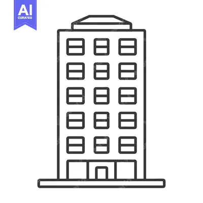 A stylized illustration of a tall office building structure