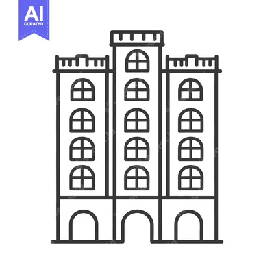 Aset premium populer: A symmetrical architectural building with arches and multiple arched w