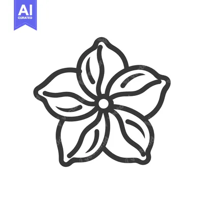 Aset desain premium: A simple stylized illustration of a five petaled blossom