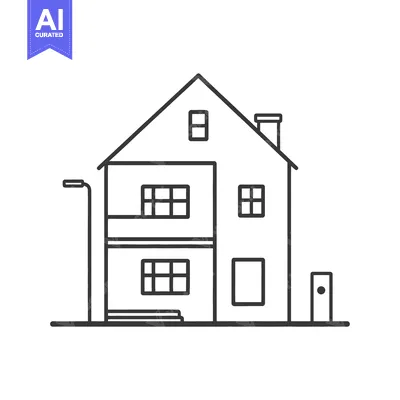 Aset premium populer: Simple line drawing depicting a residential two story house
