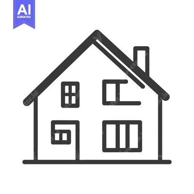 Popular premium asset: A simplistic outline of a residential house with chimney and windows