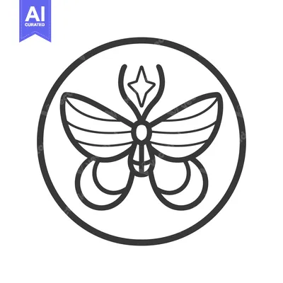 Premium design asset: A stylized moth design enclosed within a solid circular border