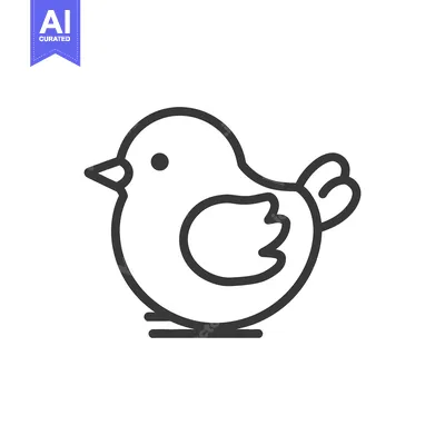 Aset desain premium: A simple line drawing of a small bird in profile