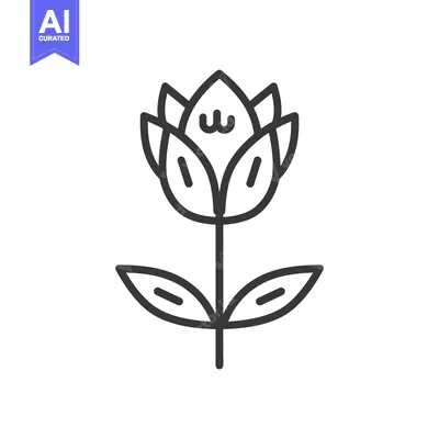 Premium design asset: Simple black and white drawing depicting a single flower