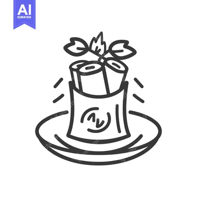 Aset premium populer: A Simple Illustration Depicting Rolled Food Items on a Plate