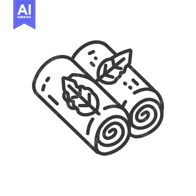 Premium design asset: Two rolled items garnished with leaves displayed in a graphic style