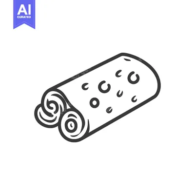 A simple line drawing illustration of a rolled food item