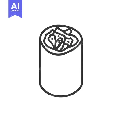 Aset desain premium: A simple line drawing of a food wrap with filling
