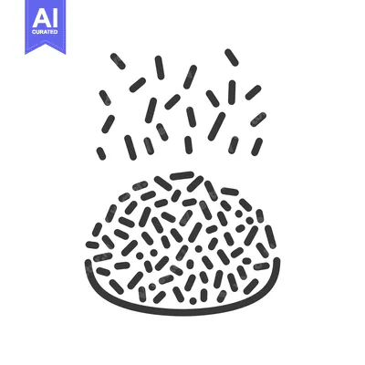 Aset desain premium: A bowl shape filled with small sprinkles being sprinkled on top