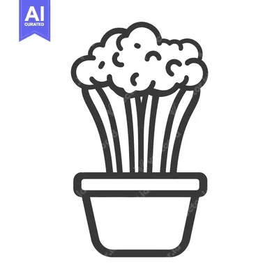 Popular premium asset: A simple illustrated line drawing of a potted houseplant