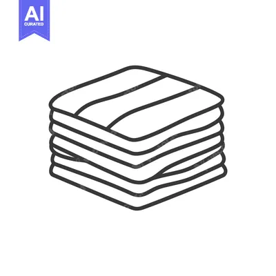 Aset premium populer: Simple black line illustration showing a stack of folded textiles