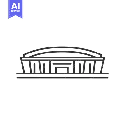 Aset desain premium: Simple black and white line drawing of a large building