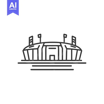 Aset desain premium: A modern stadium vector graphic with flag and lighting details