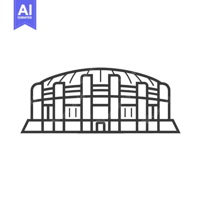 Aset premium populer: Simple black and white linear drawing of an arena building