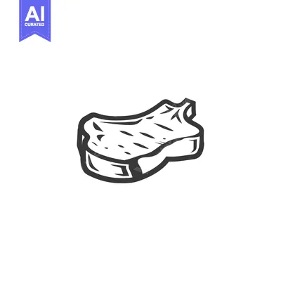 Aset desain premium: A grayscale drawing of a bone in beef steak piece