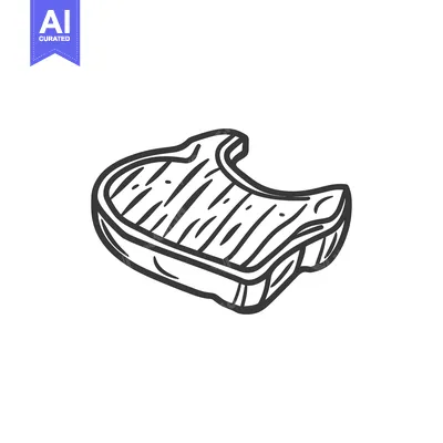 Simple black and white illustration of a grilled meat steak