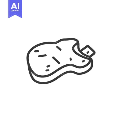 Aset desain premium: A line drawing shows a single piece of raw steak