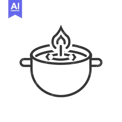 Popular premium asset: A cooking pot with a stylized flame symbol illustration