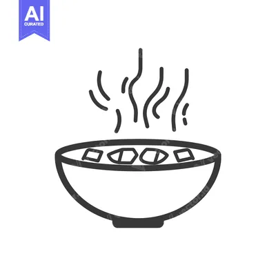Aset desain premium: A bowl of steaming soup containing various ingredients is shown