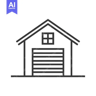Premium design asset: A simple black and white illustration of a garage building