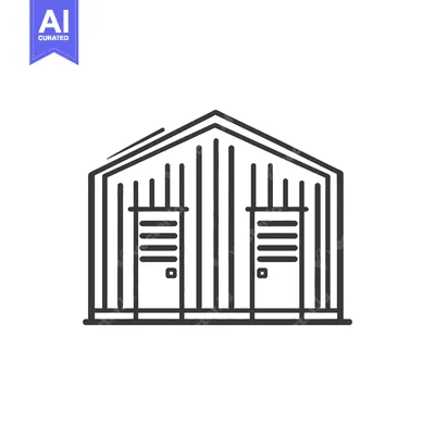 Popular premium asset: Black and white simple graphic illustration of a building with two doo