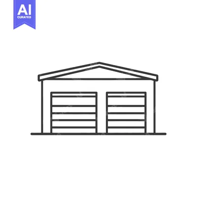 Aset premium populer: A simple outline of a garage building with two doors