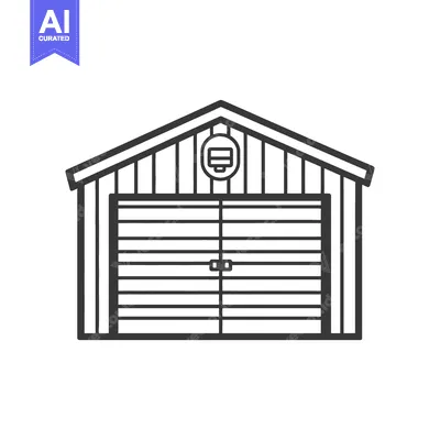 Premium design asset: A simple illustration depicting a small garage building structure