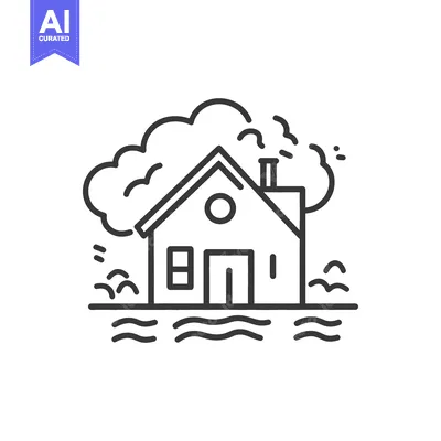 Aset premium populer: Simple illustration of a house with smoke above the roof