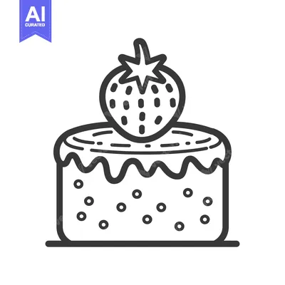Premium design asset: A simple illustration of a small cake topped with a strawberry
