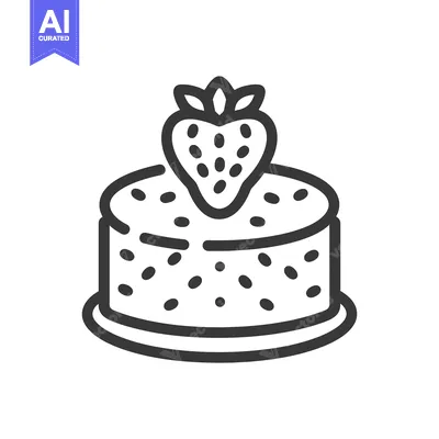 Aset desain premium: A delicious cake with a strawberry icon on top of it