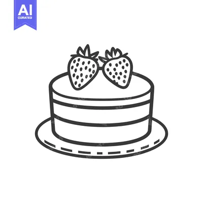 Aset desain premium: A two layered cake topped with two fresh strawberries is shown