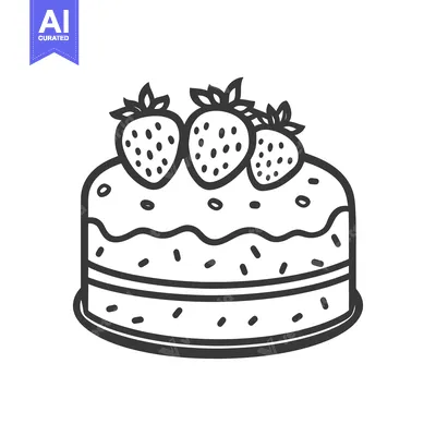 Aset premium populer: A simple illustration of a cake topped with three strawberries