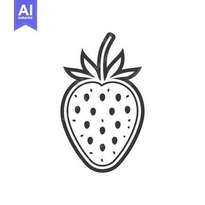 Premium design asset: A simple line art drawing of a delicious strawberry fruit