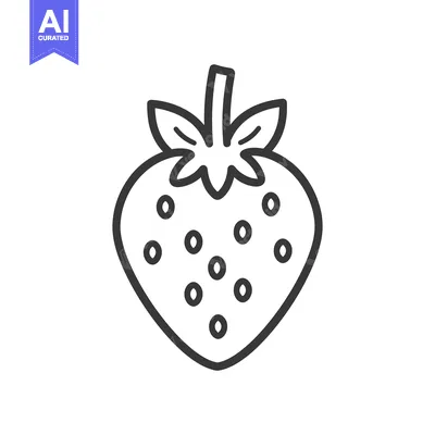 Popular premium asset: A simple black and white outline drawing of a strawberry