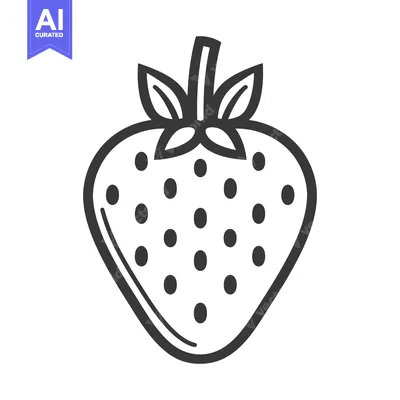 Popular premium asset: A simple line art illustration of a single strawberry fruit