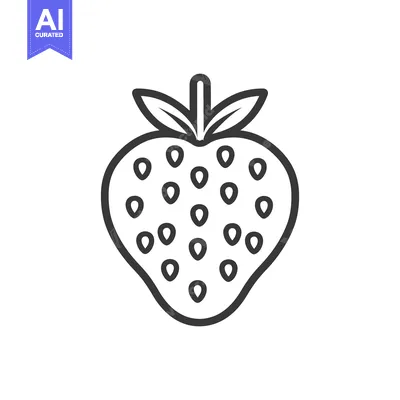 Aset premium populer: An isolated line drawing of a ripe strawberry fruit design