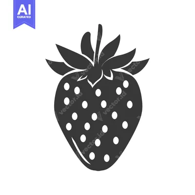 A monochrome image depicting a strawberry with many seeds