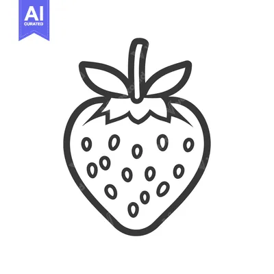 Aset premium populer: A simple black and white illustration of a delicious strawberry