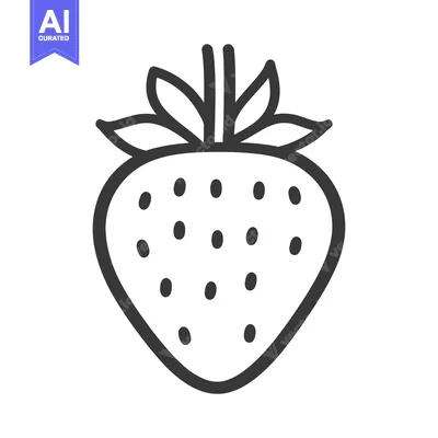 Popular premium asset: A simple outlined illustration of a ripe red strawberry
