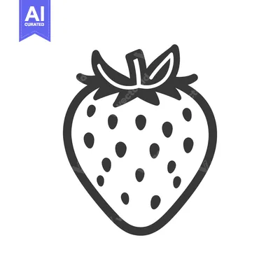 Premium design asset: A simple black and white illustration of a fresh strawberry fruit