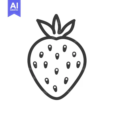 Aset premium populer: Simple black and white line drawing of a fresh strawberry
