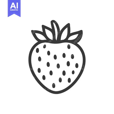 Aset premium populer: Simple black outline illustration of a fresh red berry fruit