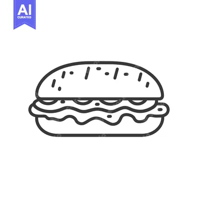 Premium design asset: Simple outline illustration representing a sandwich on a plain white b
