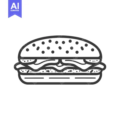 Aset premium populer: A black and white drawing of a stacked burger