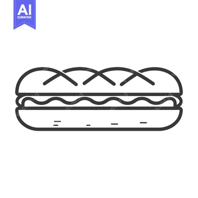 Aset desain premium: A simple drawing illustrating a submarine sandwich or sub