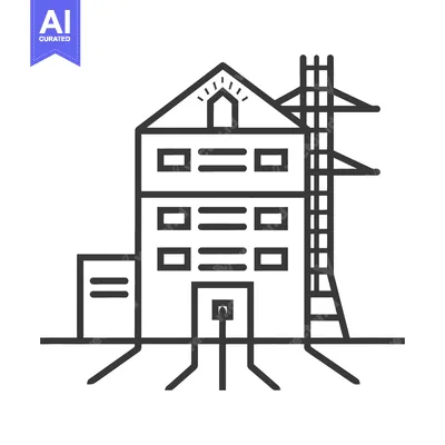 Aset premium populer: Vector graphic depiction of an office building next to a tower