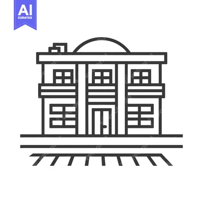 Premium design asset: A simple vector illustration of a large two story building structure