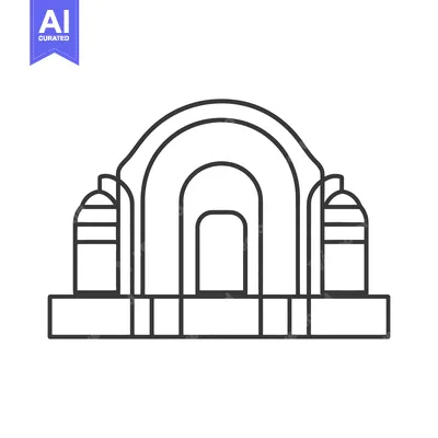 Aset desain premium: A simple black and white architectural structure with arches and pilla