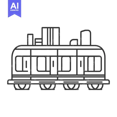 Aset desain premium: Outline of a train car with several windows and doors